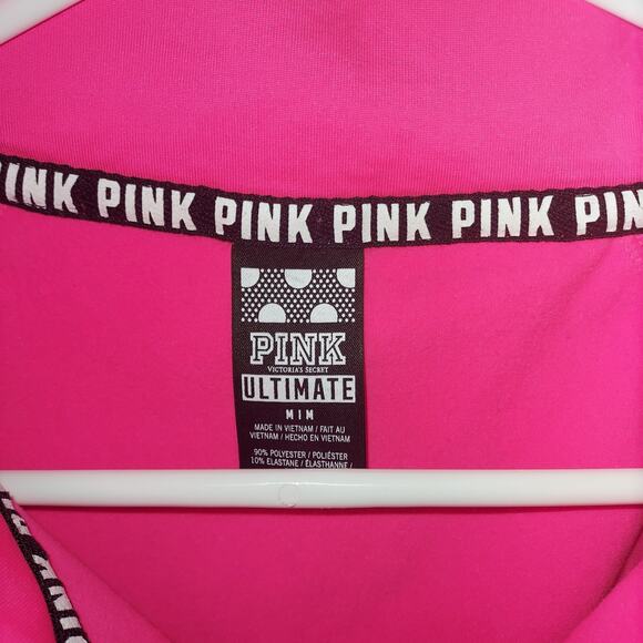 Victorias Secret Pink Pullover Medium Women's 1/2 Zip Ultimate Fleece Lined Pink - Picture 6 of 7